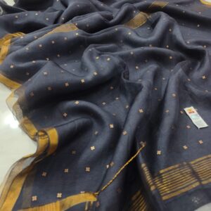 Sundari | Elegant Maslin Saree | Deep grey color