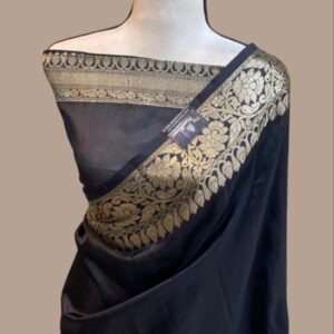 KANAL LATA | katan silk banarasi border saree | black