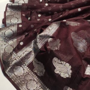 Meera | Semi Gergote Banarsi Bota Design Saree | Brown