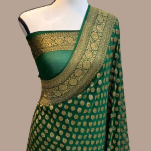 Radhika | Body boota weaveing design saree | Emerald green