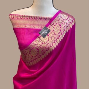 KANAL LATA | katan silk banarasi border saree | Fuccia