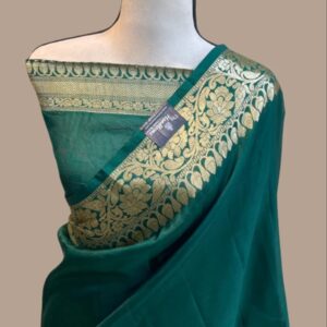 KANAL LATA | katan silk banarasi border saree | Green