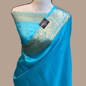 KANAL LATA | katan silk banarasi border saree | Light blue