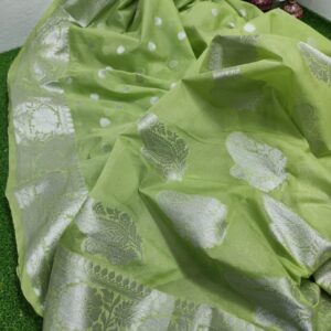Meera | Semi Gergote Banarsi Bota Design Saree | Light green
