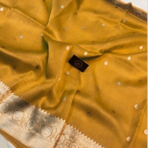 Chandani | Kora Organza Boti Design Saree | Mustard