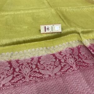 MAYA | Pure silk linen banarasi saree | Mustard and red