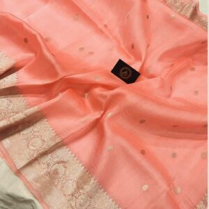 Chandani | Kora Organza Boti Design Saree | Peach