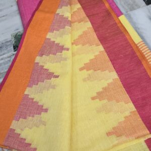Amrit |  Linen saree | Lemon yellow