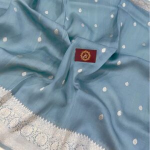 Chandani | Kora Organza Boti Design Saree | Blue