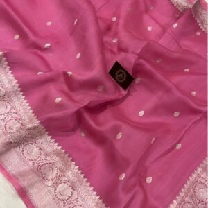 Chandani | Kora Organza Boti Design Saree | Fuccia