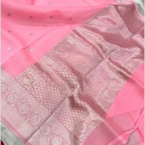 Chandani | Kora Organza Boti Design Saree | Pink
