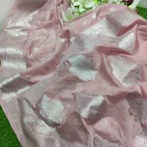 Meera | Semi Gergote Banarsi Bota Design Saree | Pink