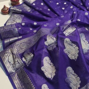 Meera | Semi Gergote Banarsi Bota Design Saree | Purple