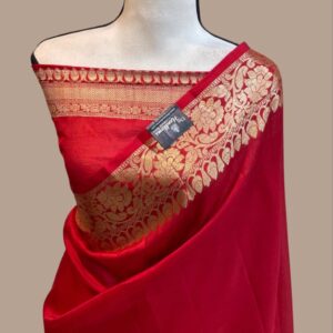 KANAL LATA | katan silk banarasi border saree | Red