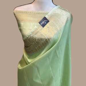KANAL LATA | katan silk banarasi border saree | Sea green