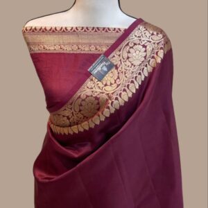 KANAL LATA | katan silk banarasi border saree | Wine